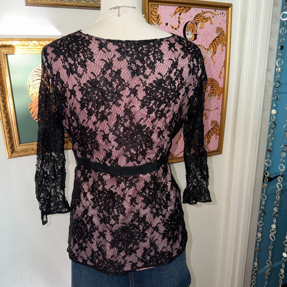 Inc International Concepts Black Lace Top With Pi… - image 2